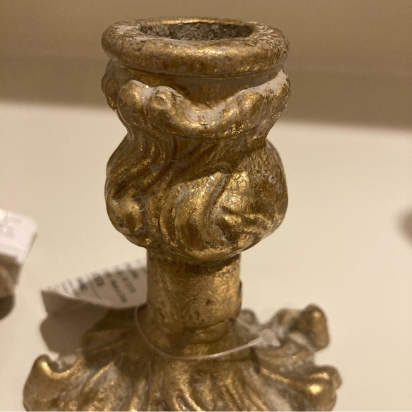 Gold & Gray Ornate Metal Candle Holder Set Of Two - Picture 7 of 9